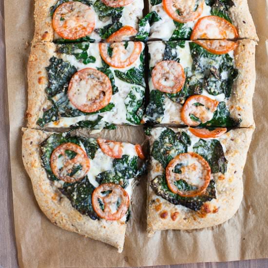 Kale, Tomato, and Parmesan Pizza