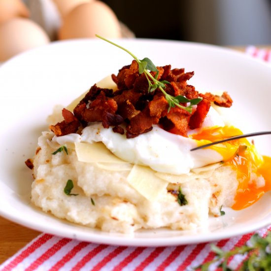 Poached Egg over Herb Parm Polenta