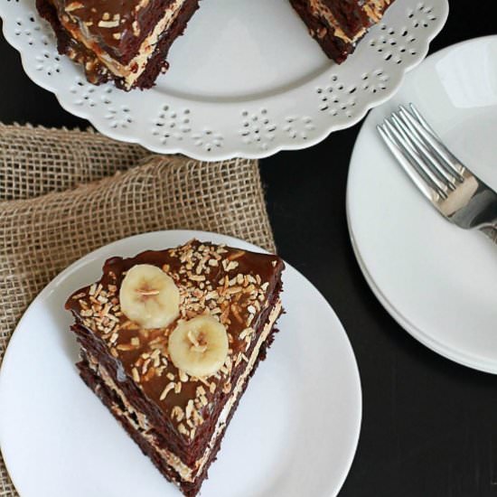 Chocolate Banana Caramel Cake