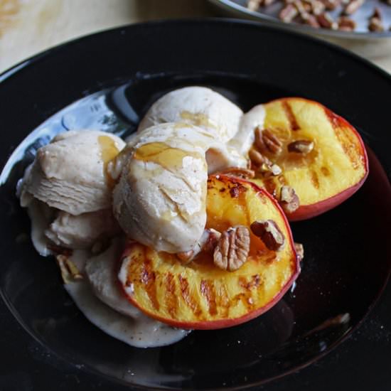 Grilled Peaches with Ice Cream