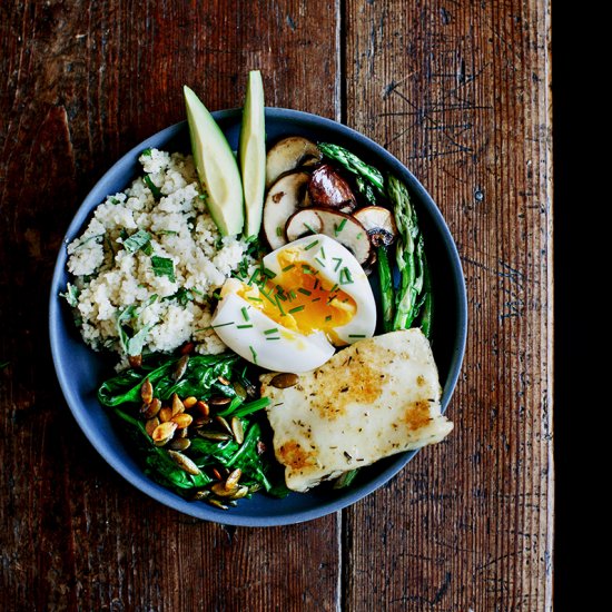 Greens, Halloumi and an Egg