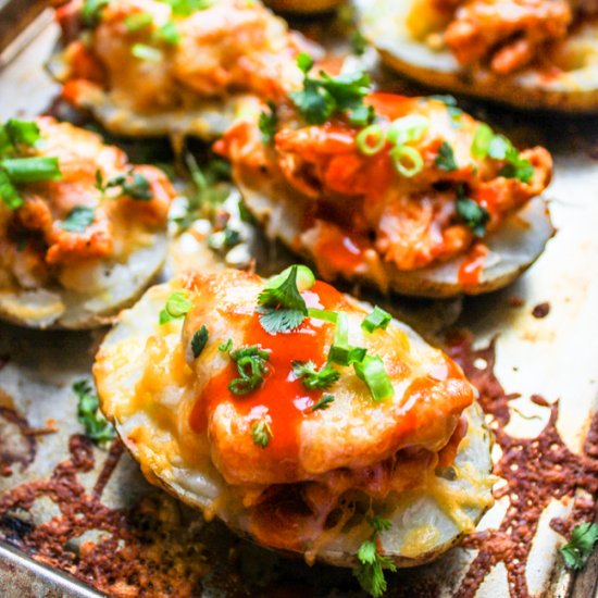 Buffalo Chicken Stuffed Potatoes