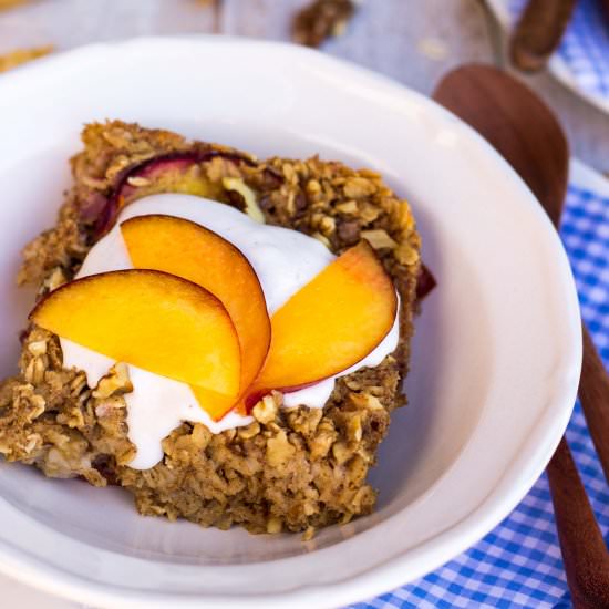 Ginger Peach Oatmeal Bake