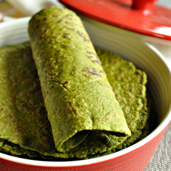 Gluten Free Vegan Spinach Tortillas