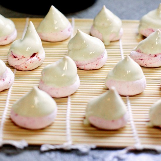 Choc. Dipped Raspberry Meringues