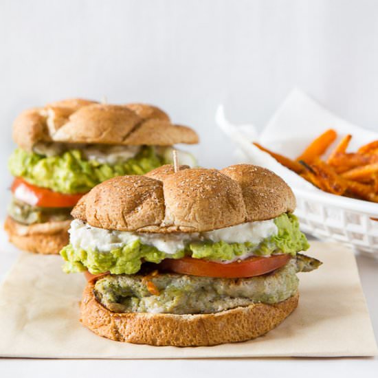 Burrata pesto chicken burger