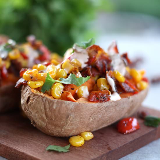 Corn & Bacon Hash Stuffed Potato