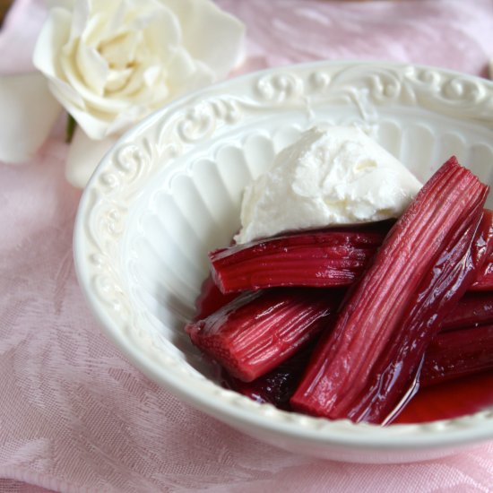 Baked Rhubarb with Creme Fraiche