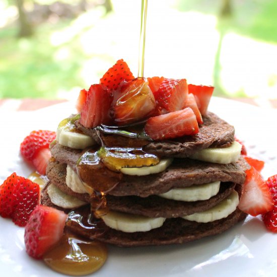 Vegan Chocolate Banana Pancakes