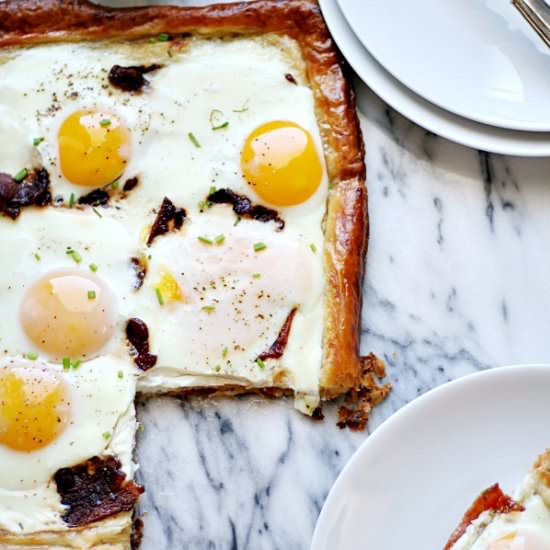 Bacon and Egg Puff Pastry Tart