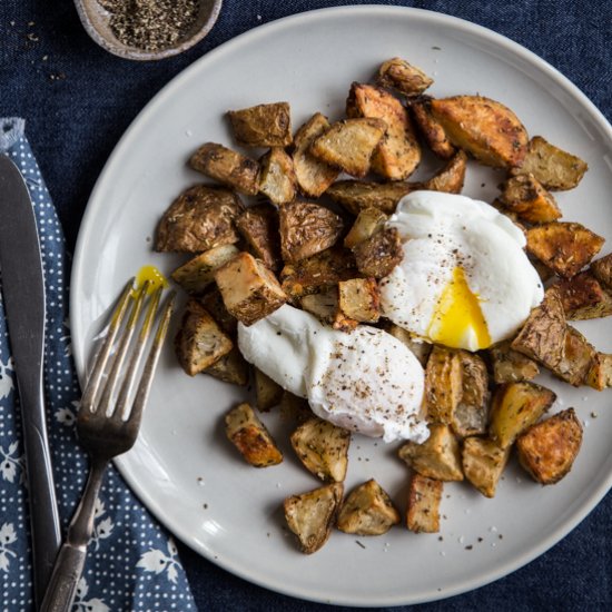 Oven Potato Hash and Eggs