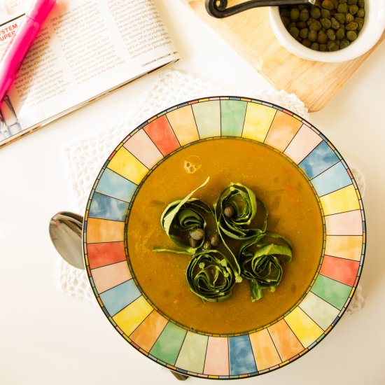 Sweet Potato Soup with Collards