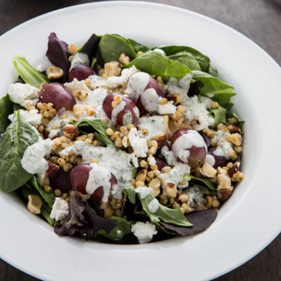 Goat Cheese and Grape Sorghum Salad