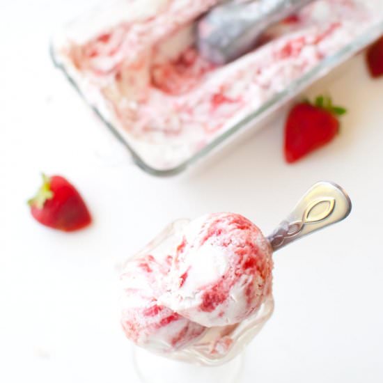 Strawberry Rhubarb Swirl Ice Cream