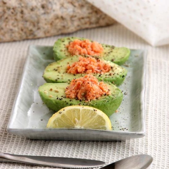 Avocado and Salmon Boats