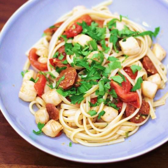 Chorizo & Scallop Linguine