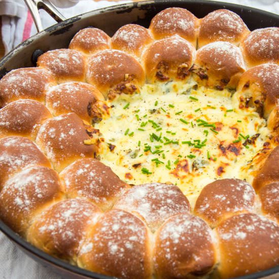 Dough Balls with Cheesy Chard Dip