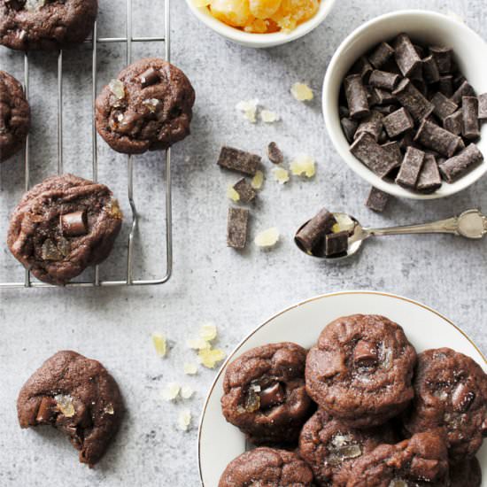 Chocolate & Candied Ginger Cookies