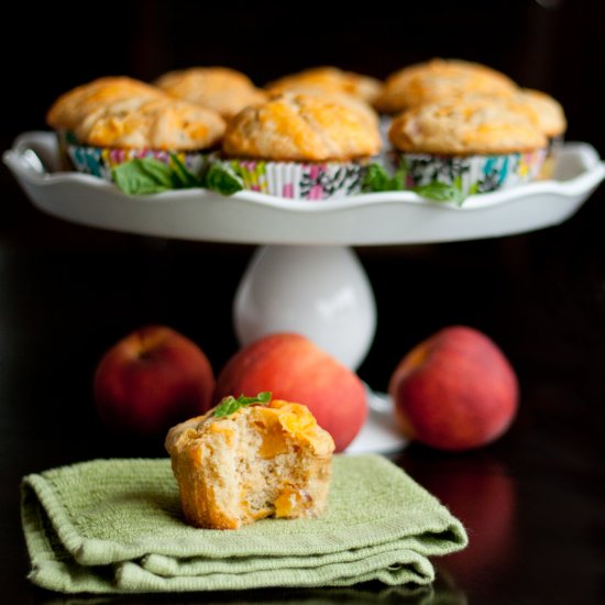 Peach, Cheddar & Basil Muffins