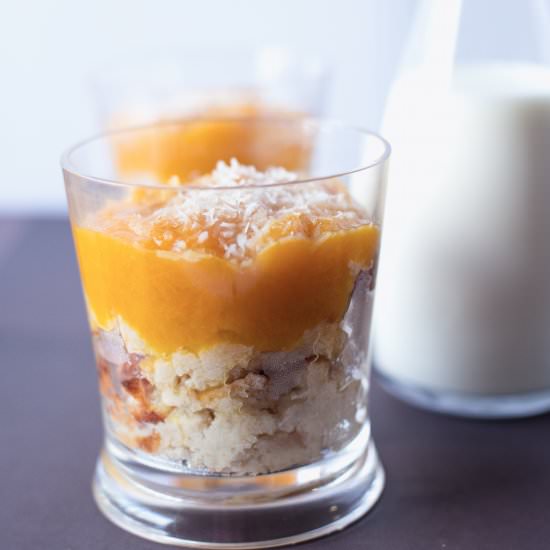 Coconut Bread Pudding Mango Sauce