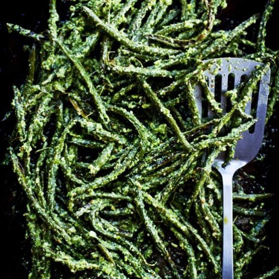 Roasted Green Beans with Dill Sauce