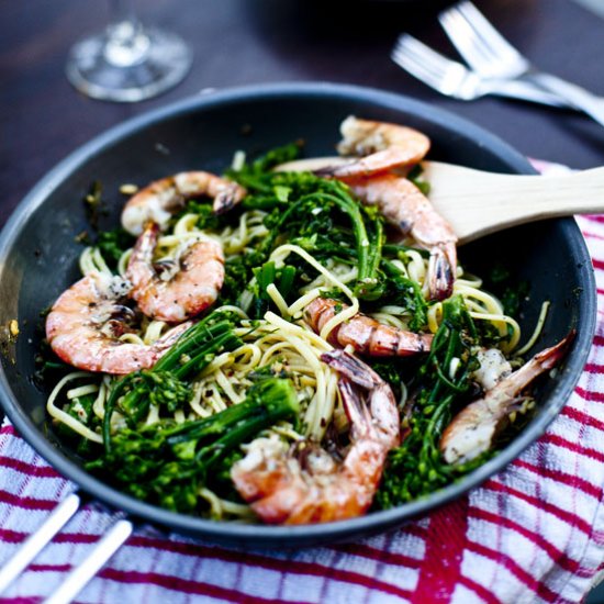 Spicy Shrimp Pasta with Broccolini