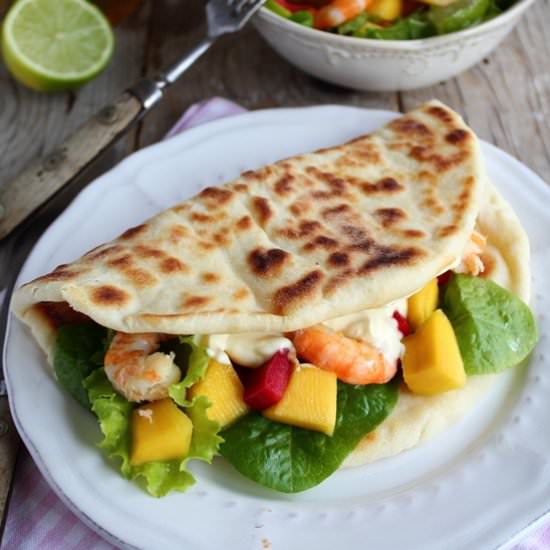 Shrimps and Mango Salad Flatbread