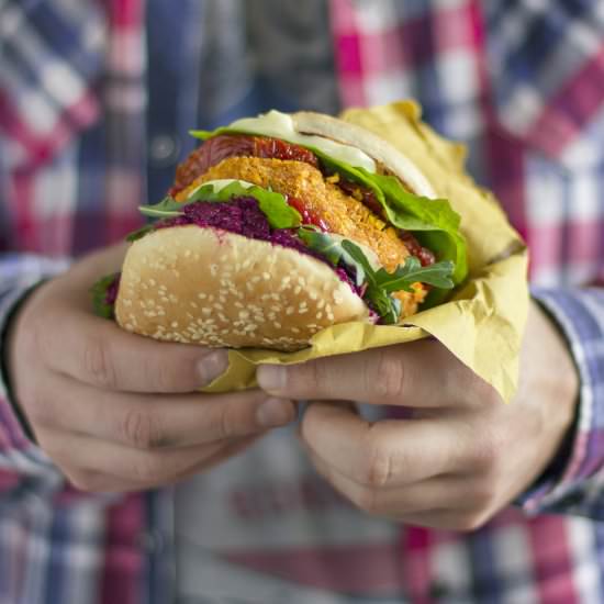 Homemade healthy vegan burger