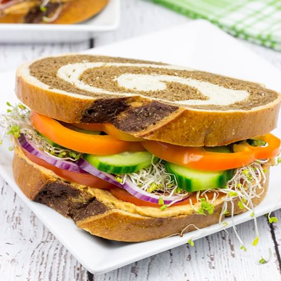 Fresh Veggie + Hummus Sandwiches