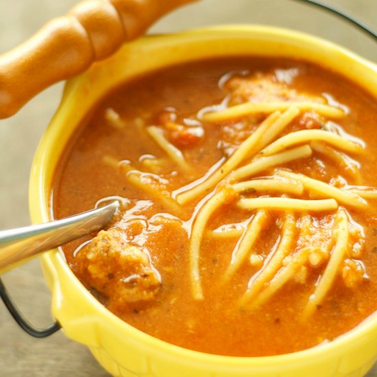 Spaghetti and Meatball Soup