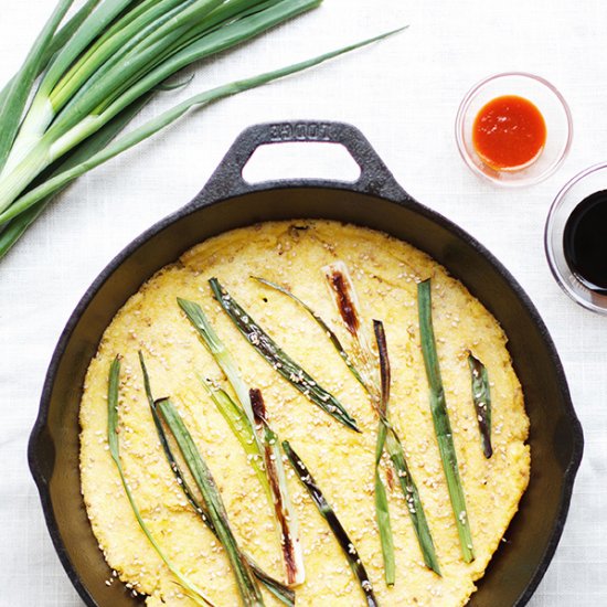 Spring Onion Polenta Pancake