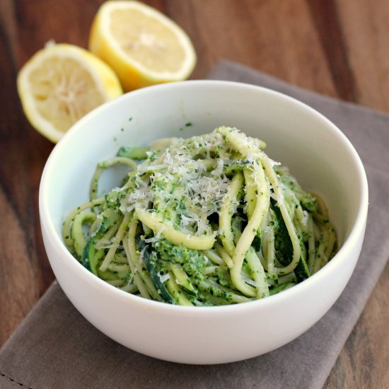 Zucchini Spaghetti with Lemony Kale