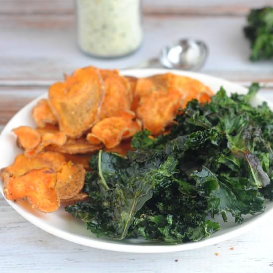 Sweet Potato and Kale Veggie Chips