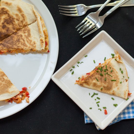 Cheesy chicken quesadilla