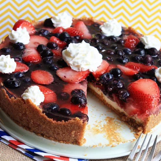 Red, White, & Blue Cheesecake Torte