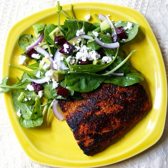 Cajun Salmon with a Summer Salad