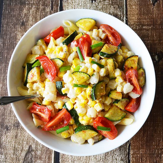 Penne with Grilled Creamed Corn