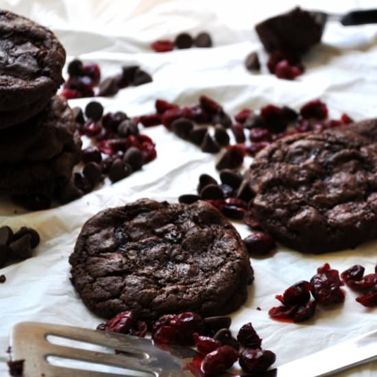 Double chocolate cherry cookies