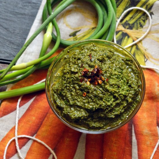 Garlic Scape Basil Pesto