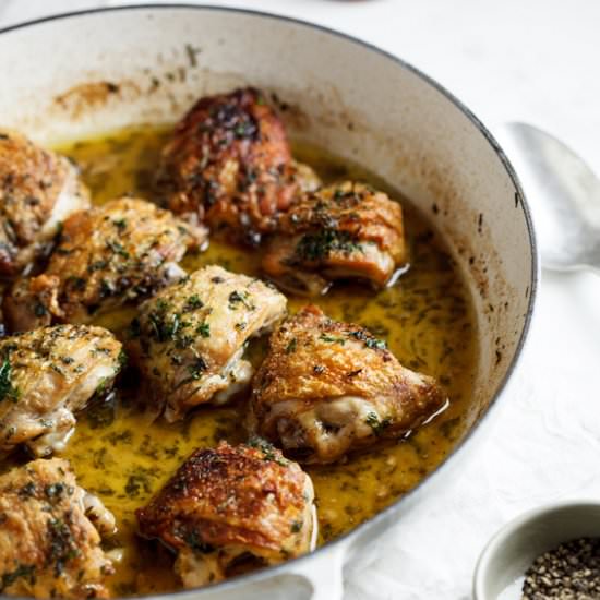 Chicken with white wine and herbs