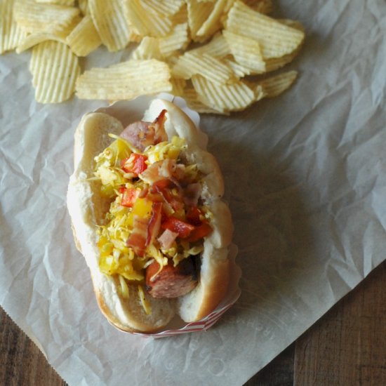 Grilled Sausage with Chow Chow Slaw