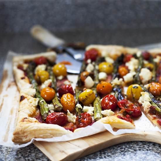 Grilled Asparagus and Feta Tart