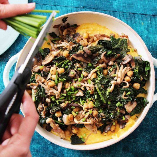 Polenta with Kale and Mushrooms