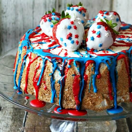 Patriotic Funfetti Angel Food Cake