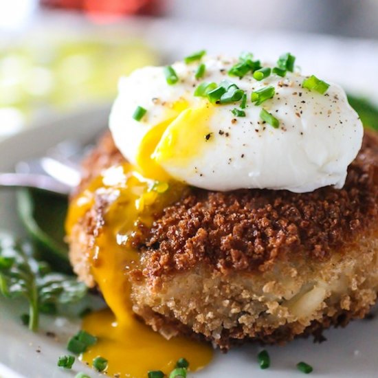 Cheesy Risotto Cake with Egg