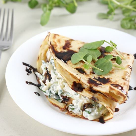 Creamy Watercress Stuffed Crepes