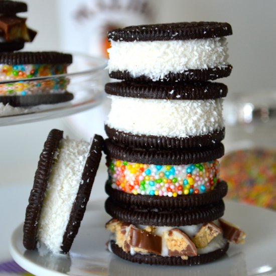 Oreo Coconut Ice Cream Sandwiches