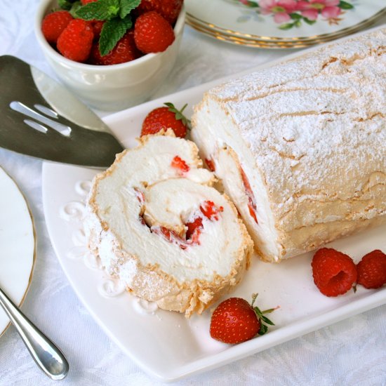 Summer Berry Meringue Roulade