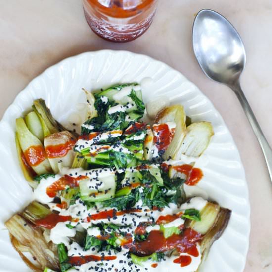 Roasted Bok Choy with Garlic Tahini