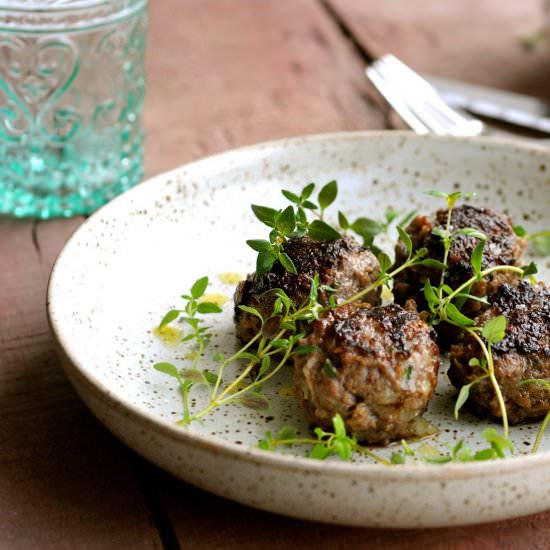 Deer Meatballs with Thyme and Bacon